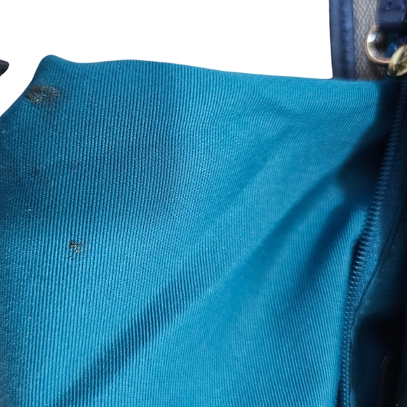 Coach Signature Varsity Stripe City Zip Leather PVC In Khaki/watermelon/navy. - Picture 14 of 14